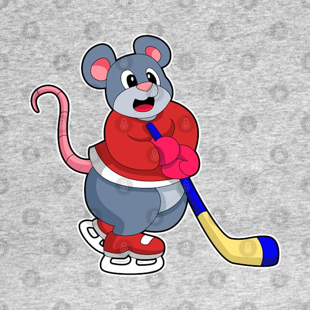 Rat at Ice hockey with Ice hockey stick by Markus Schnabel